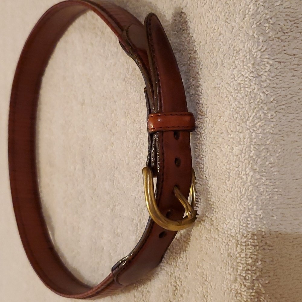 Brighton mahogany leather belt with solid brass buckle,  size 32